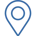 Blaues Karten-Pin-Icon – Symbol für unseren Firmenstandort, unsere Adresse oder unser Servicegebiet.