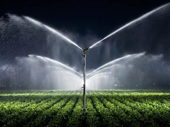 Überkopfbewässserung für Obstpflanzen in der Baumschule