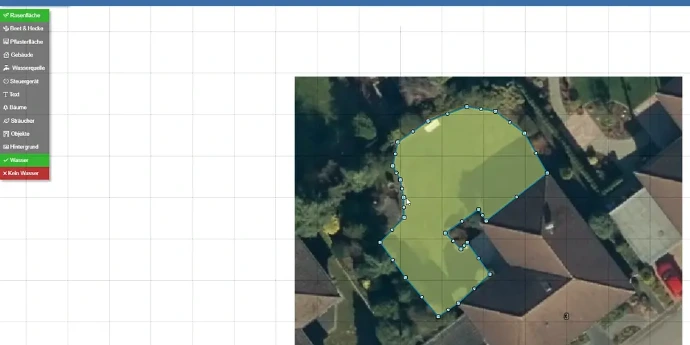 Rasenflächen einzeichnen in der Online-Planung
