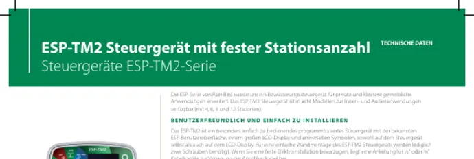 Rain Bird ESP-TM2 Datenblatt