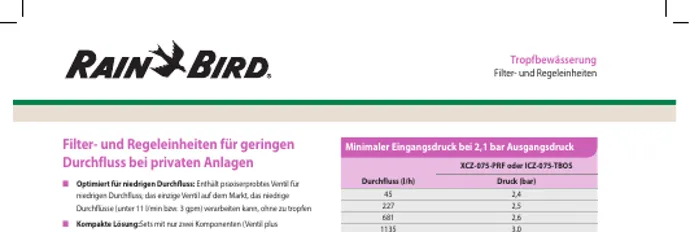 Rain Bird XCZ Filter- und Regeleinheiten