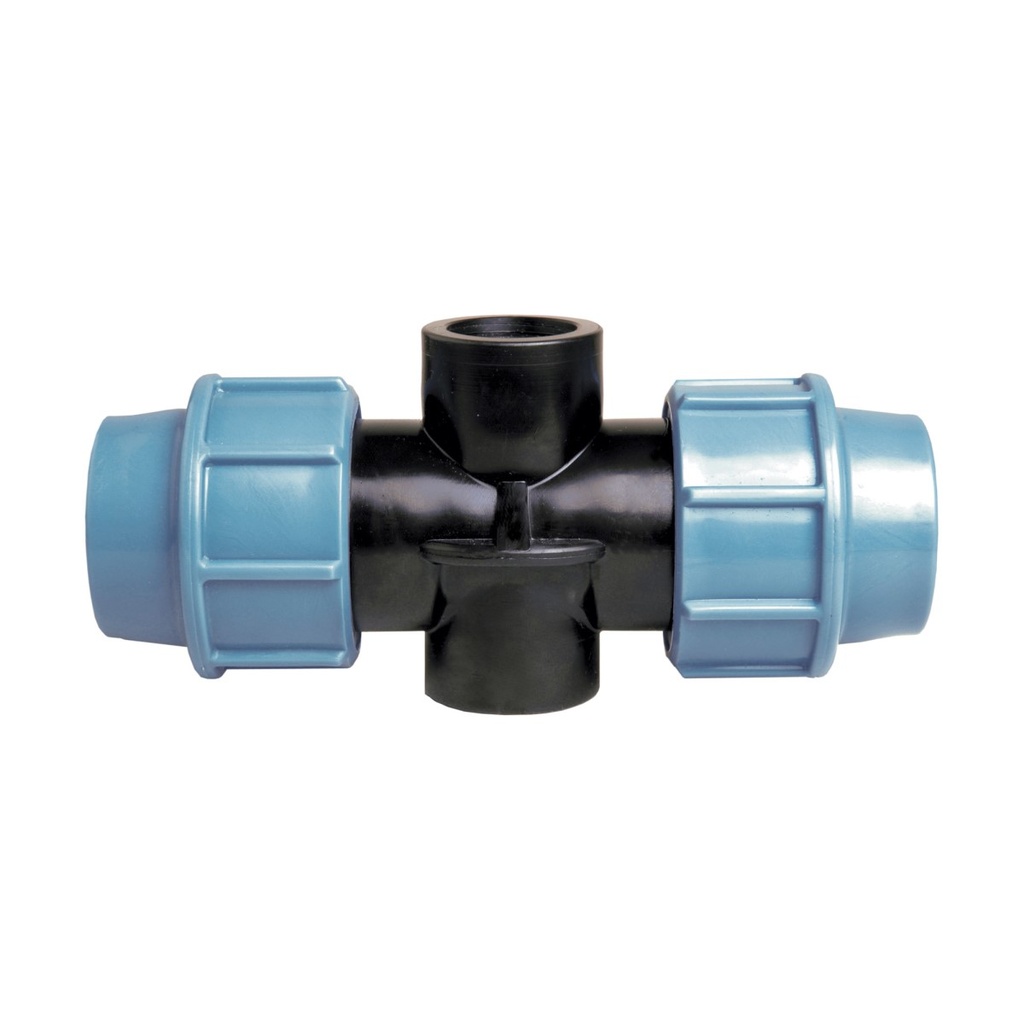 [12002556] PP T 90° IG mit Anschlußstutzen, passend zu Pflock