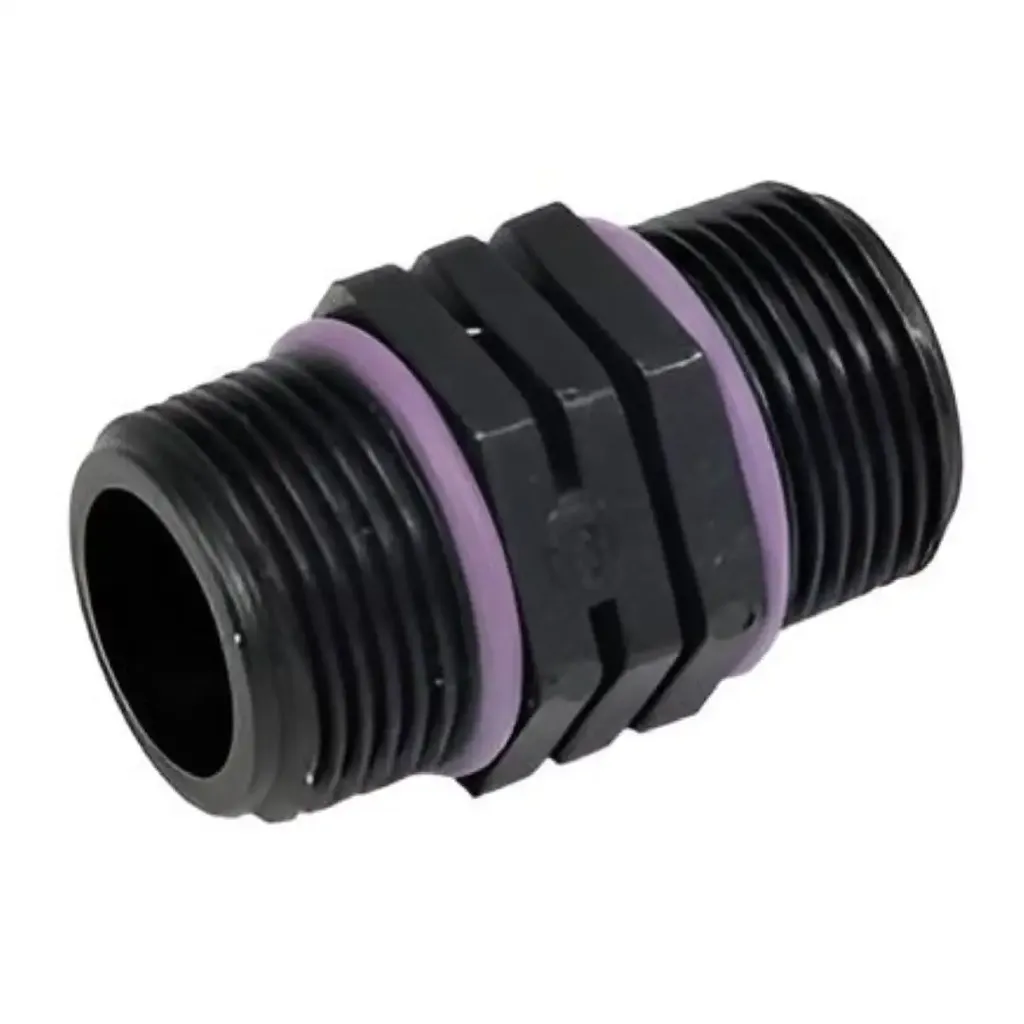 [12002095] PP-Doppelnippel mit Dichtung (½" AG)