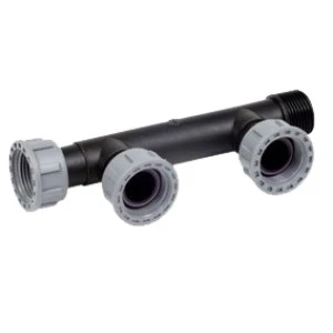 [12003160] Tavlit Verteiler m. Überwurf & Dichtung (Multi 2-fach, 3 x 1" IG Swivel x 1" AG)