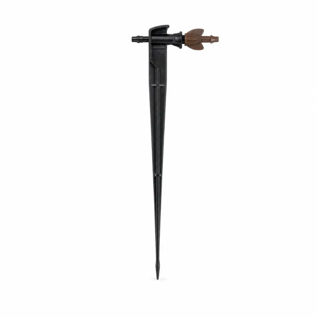 Delta Drip Mikro-Tropfer Inline mit Erdspieß, einstellbar 0–6 l/h, 4,5 mm, schwarz, beidseitiger Abgang
